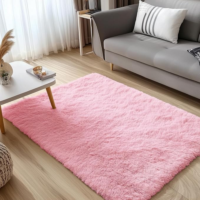 OLANLY 3x5 Machine Washable Small Bedside Rug, Soft Fluffy Shaggy Rugs - Image 5
