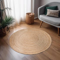 Hausattire Hand Woven Jute Braided Rug, 3’ Round – Natural, Reversible Boho by Hausattire