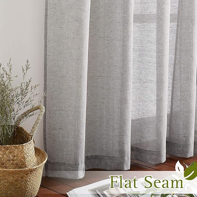 NICETOWN Charcoal Grey Linen Curtains - Image 6
