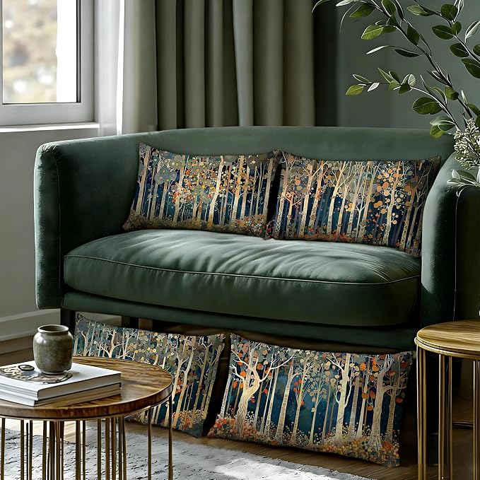 Rustic William Morris Inspired Forest Decor Pillow Covers 12x20 Set of 4 - Image 6