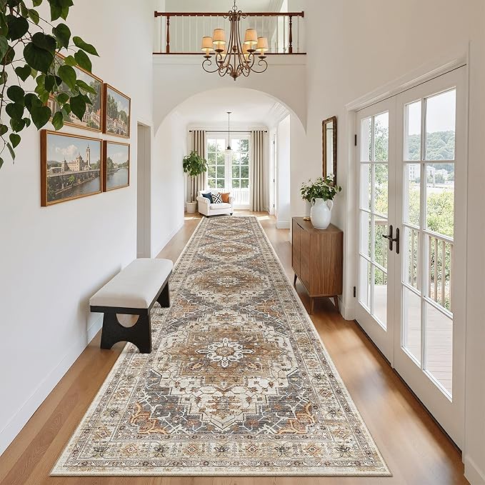Madane Hallway Runner Rug 2'6''x14', Non Slip Vintage Runners - Image 3