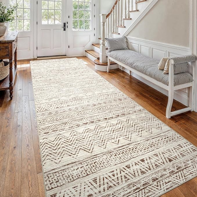 4x12 Washable Hallway Runner Rug：Moroccan Non-Slip Wide Runners by Ksrau
