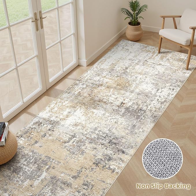 LOONGRUG Runner Rug 2x10 Washable Non-Slip Kitchen Neutral Modern Rug | - Image 2