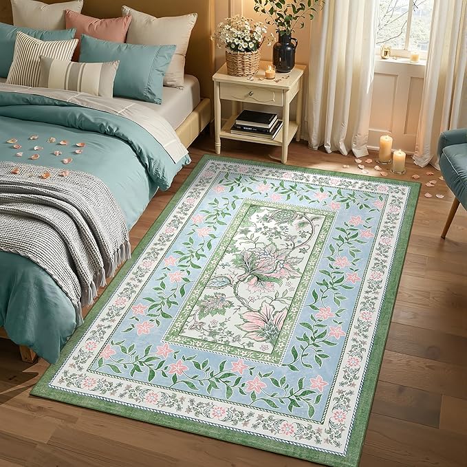 GarveeHome Blue Green Pink 2x3 Door Mat Indoor Rugs - Image 5