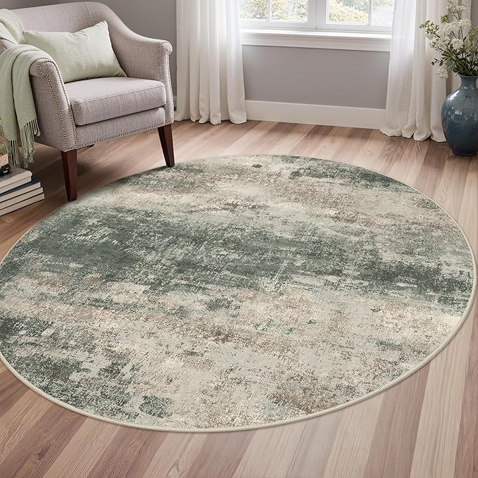 BEIMO Round Rugs 6FT for Living Room Bedroom, Modern Abstract Machine Washable by BEIMO