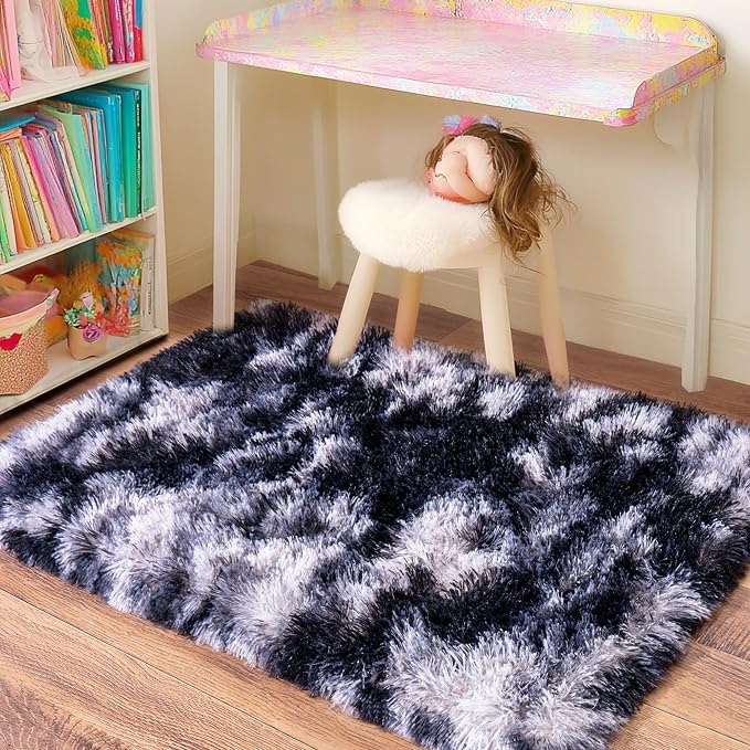 Small Rugs for Bedroom, Fluffy 2x3 Rug Throw Non Slip for Bedside Dorm Kids Room - Image 2