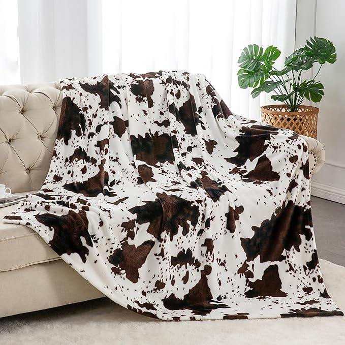 BEDELITE Cow Print Throw Blanket Twin Size by BEDELITE