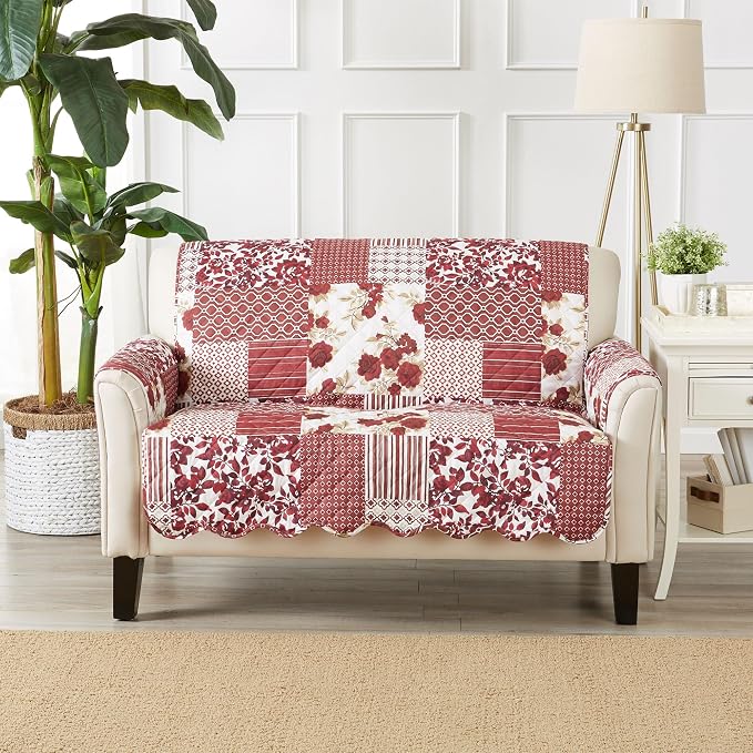 Great Bay Home Reversible Patchwork Loveseat Cover - Image 2