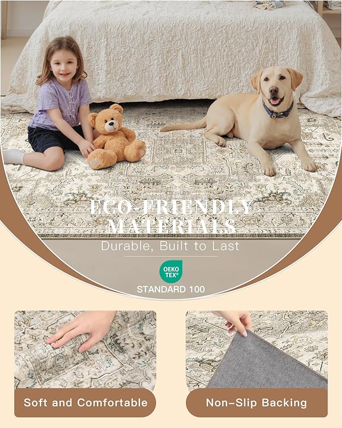 Madane 5x7 Area Rugs for Living Room, Stain Resistant Washable Rugs, Non-Slip - Image 5