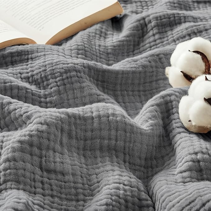 Bedsure 100% Cotton Muslin Throw Blanket Large 50x70 Inches by BEDSURE