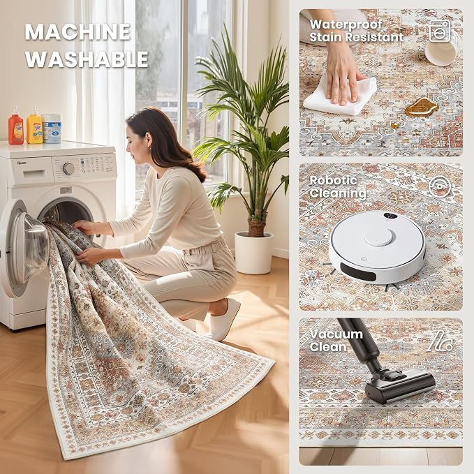 2'6 x 14' Runner Rug Non Slip, Washable Kitchen Rugs, Living Room, Extra Long - Image 4