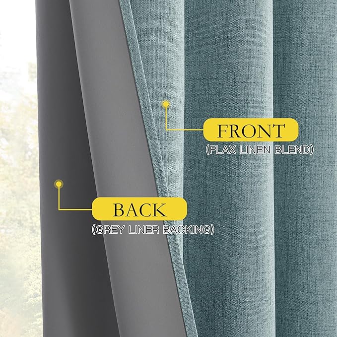 NICETOWN 100% Absolutely Blackout Linen Curtains - Image 6