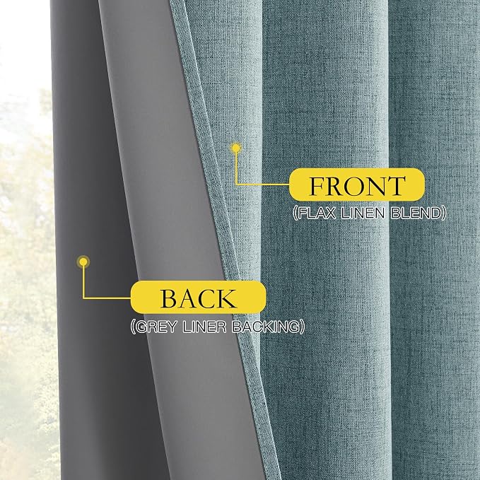NICETOWN 100% Absolutely Blackout Linen Curtains - Image 6