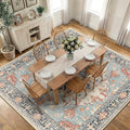 Area Rugs Square 10ft Washable Non-Slip, Floral Vintage Distress Print Pattern by RELEANY