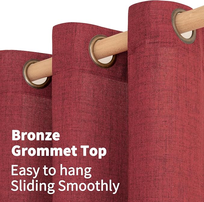 YoungsTex Burgundy Red Linen Curtains 72 Inch Length - Image 4