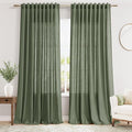 Nanspring Olive Green Linen Blend Semi Sheer Curtains 108 Inches Long by 70 by Nanspring