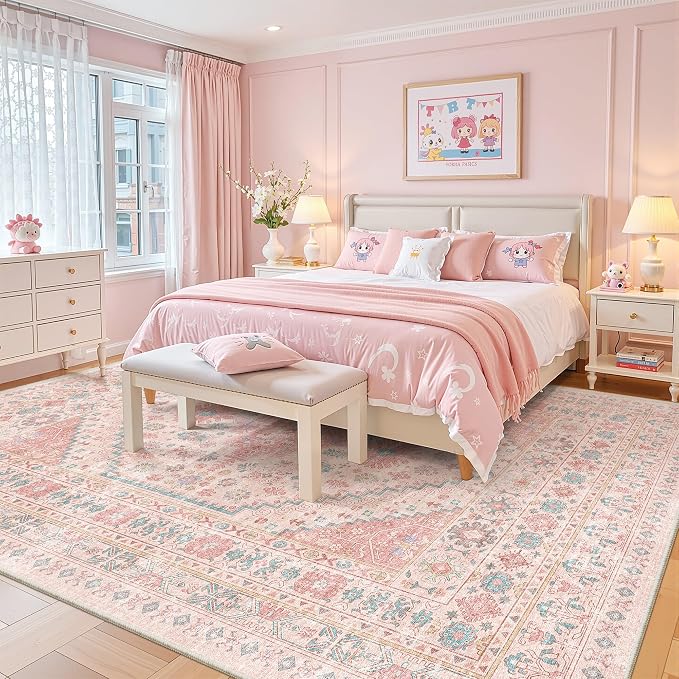 zesthome 8x12 Area Rugs for Girls Bedroom, Low Pile Machine Washable Rugs - Image 9