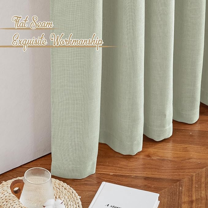 NICETOWN Sage Green Curtains for Living Room, Rod Pocket & Back Tab Natural - Image 8
