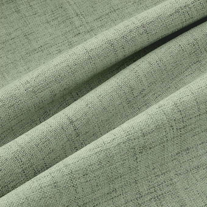 MIULEE 100% Blackout Linen Curtains 42 x 90 Inch Sage Green 2 Panels | Thermal - Image 9