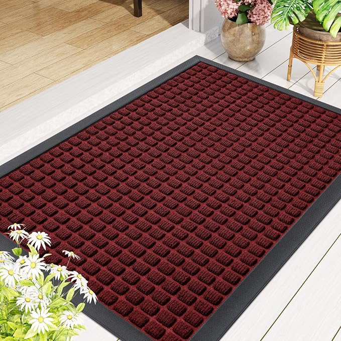 Smiry Front Door Mat Outside Entrance, Heavy Duty Natural Rubber Doormat - Image 9