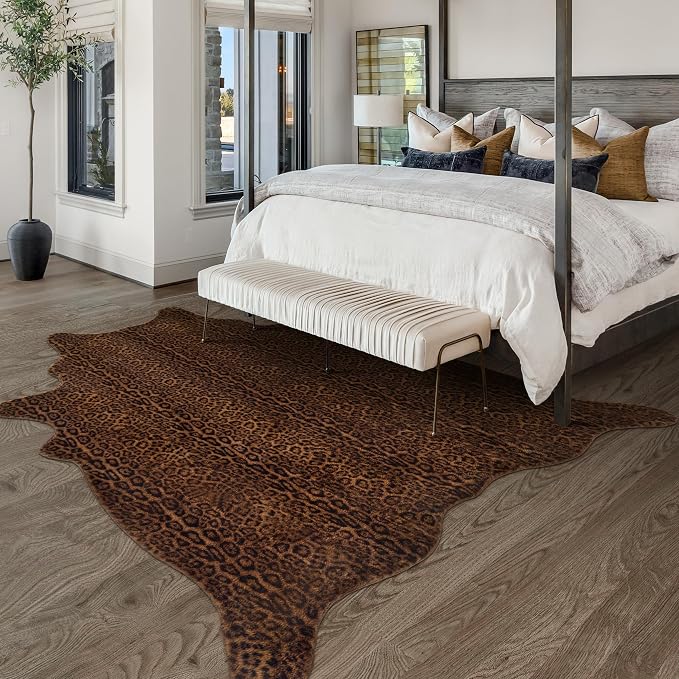 Faux Antelope Cheetah Print Rug, Leopard Rug 5.2x7 Faux Animal Print Skin - Image 6