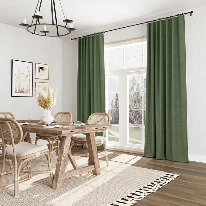 Guken Olive Green 100% Blackout Curtains 63 Inch Length 2 Panels Set - Image 7