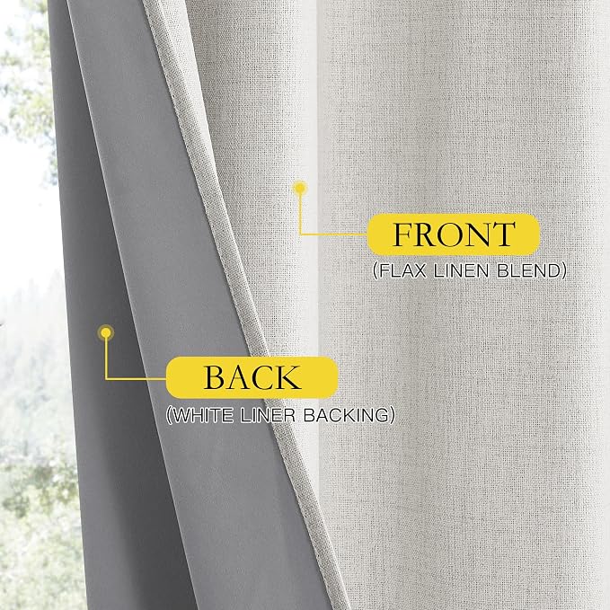 NICETOWN Snowbound Vintage Linen 100% Blackout Curtains - Image 7