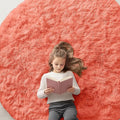 OLANLY Coral Red Round Rugs for Bedroom by OLANLY