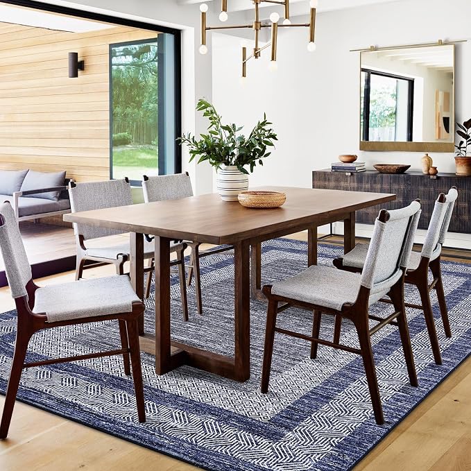 GarveeHome 6x9 Large Washable Area Rug Modern Bordered Rug Distressed Geometric - Image 2