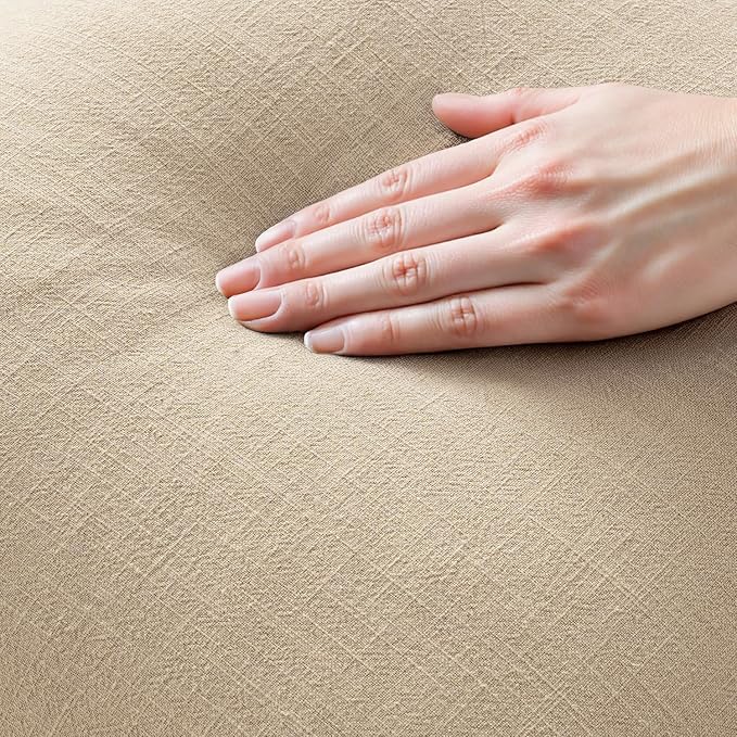 MIULEE Boho Linen Fringe Decorative Euro Throw Pillow Covers Beige 22x22 | Set - Image 2