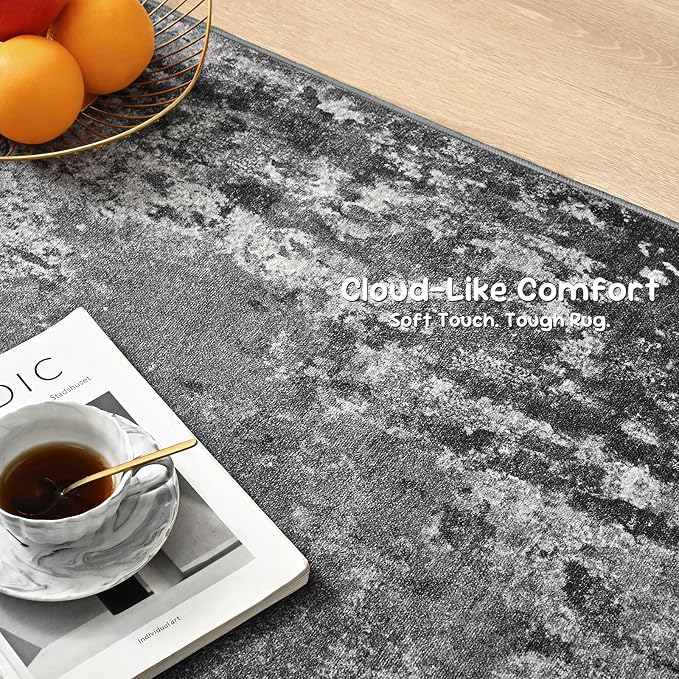Entryway Rug 3x4 Black Bedroom Area Rug Washable Non Slip Abstract Boho Rugs - Image 6