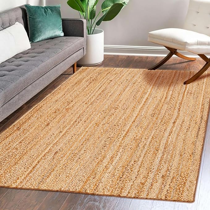 Hausattire Hand Woven Jute Braided Rug, Reversible Boho Entry Area Rugs - Image 6
