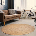 Hausattire Hand Woven Jute Braided Rug, 5’ Round – Natural, Reversible Boho by Hausattire
