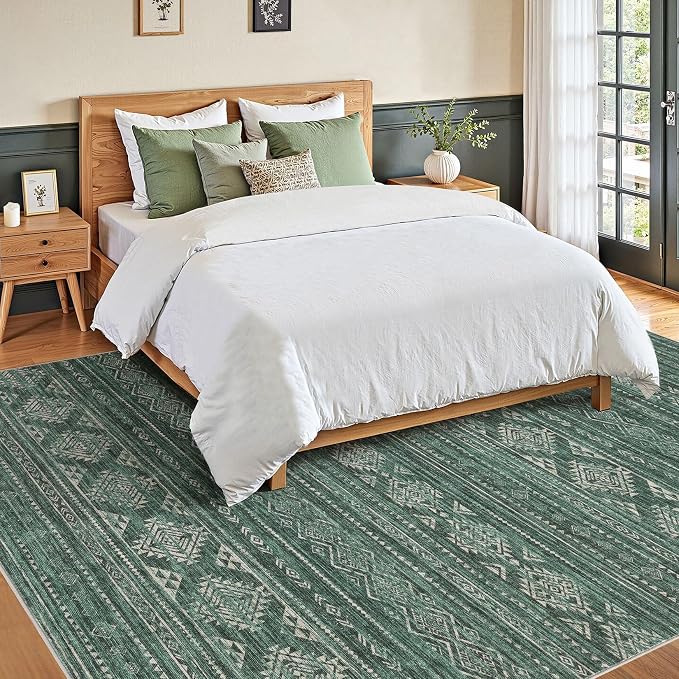Nakagishi Green Rug Area Rugs 5x7: Washable Boho Large Neutral Modern Soft - Image 5