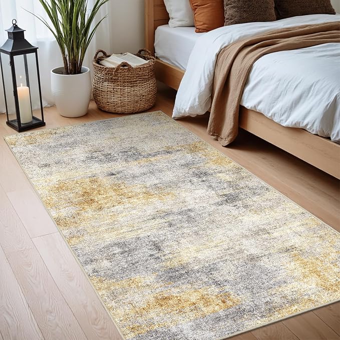 2x4 Washable Entryway Runner Rug: Abstract Small Area Rug Soft Non Slip Door Mat - Image 7