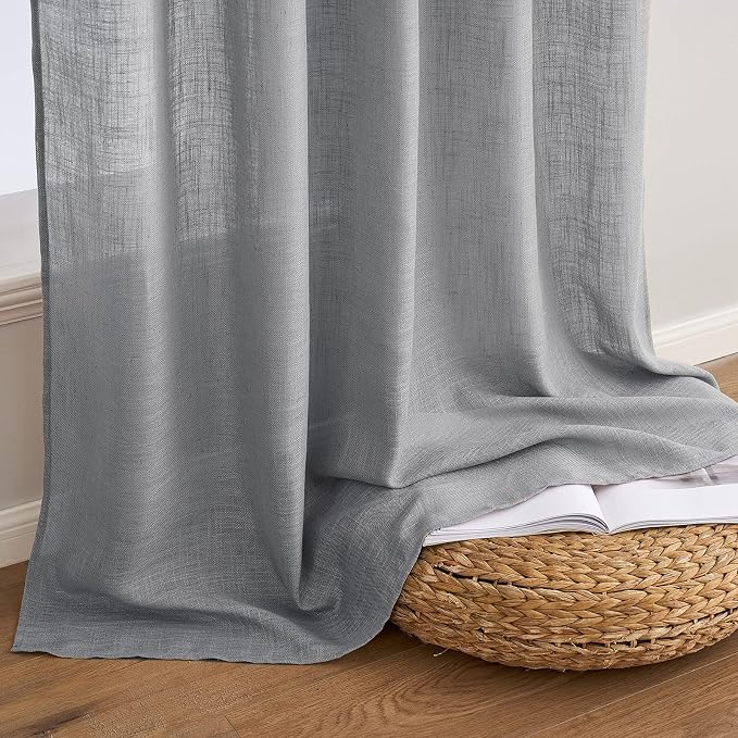 MIULEE Grey Linen Curtains 90 Inch Long - Image 7