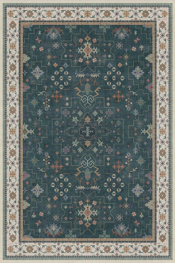 Hazo Haus Vintage Dark Green 6x9 Dining Room Rugs - Image 2