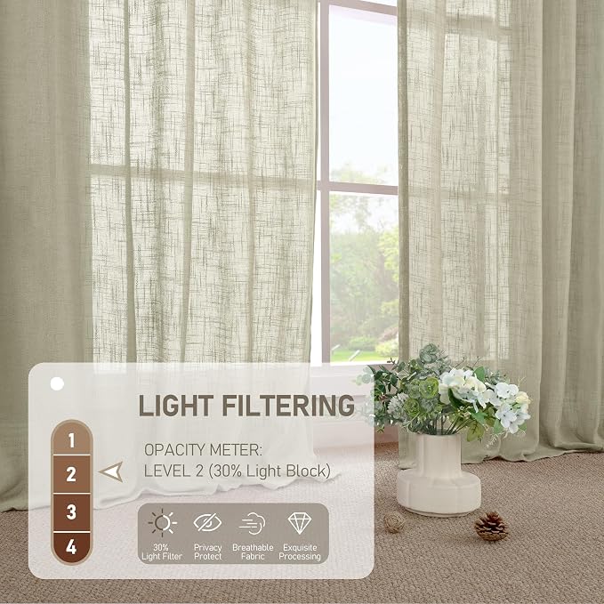 Oatmeal Semi Sheer Linen Curtains - Image 5