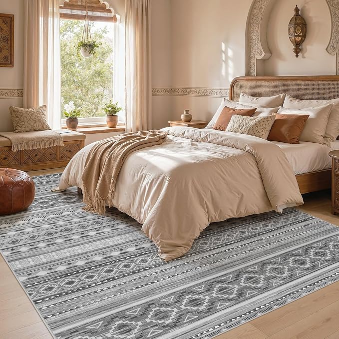 cotiled Boho 5x7 Area Rugs for Living Room: Soft Moroccan Washable Rug | Solve - Image 5