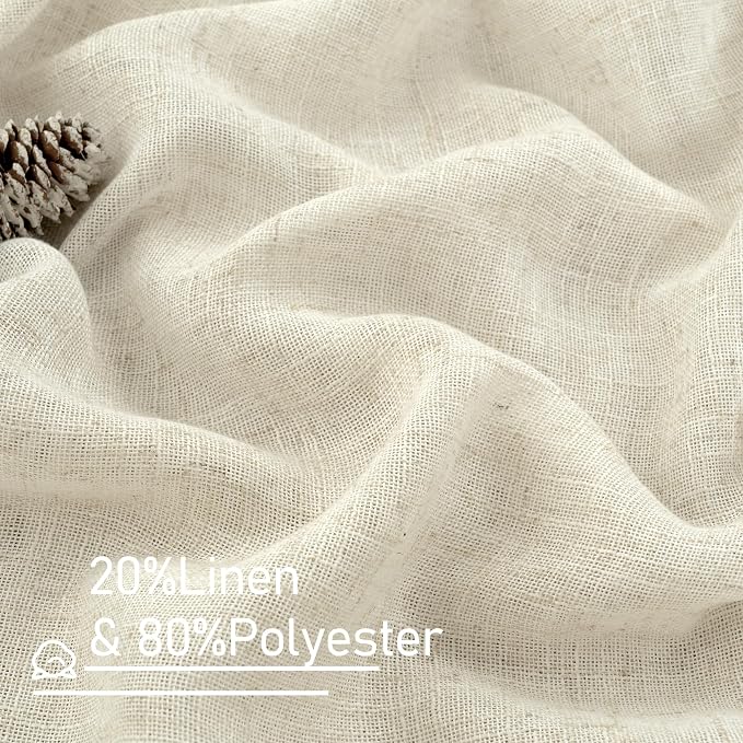 LAMIT Natural Linen Semi Sheer Curtains 78 Inch - Image 2