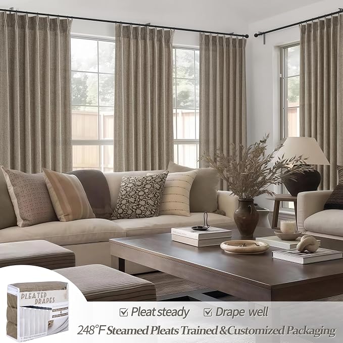 Memory Shape Pinch Pleated 86 Inch Curtains 2 Panels Set - Image 5