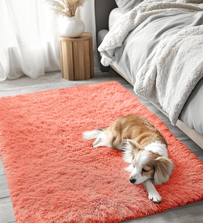 OLANLY 3x5 Machine Washable Small Bedside Rug, Soft Fluffy Shaggy Rugs - Image 6