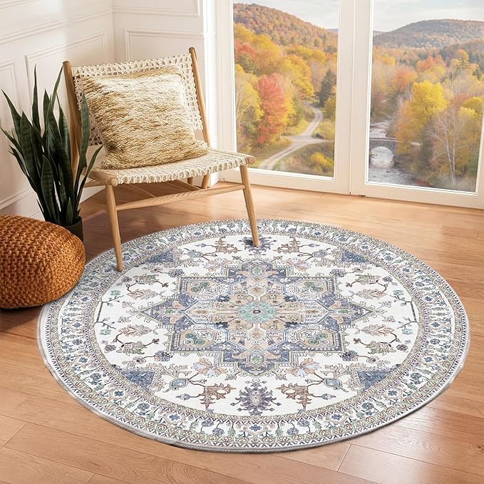 OPPODREAM Soft Round Rug 4ft, Washable Circle Rug 4ft by OPPODREAM
