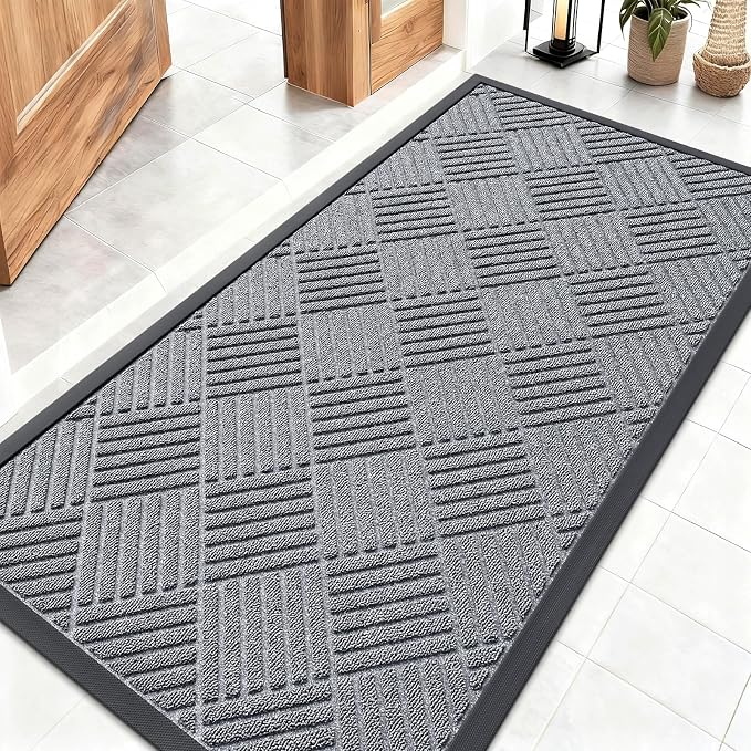 OLANLY Front Door Mat Outside Entrance 47x23, Heavy Duty Sturdy Natural Rubber by OLANLY