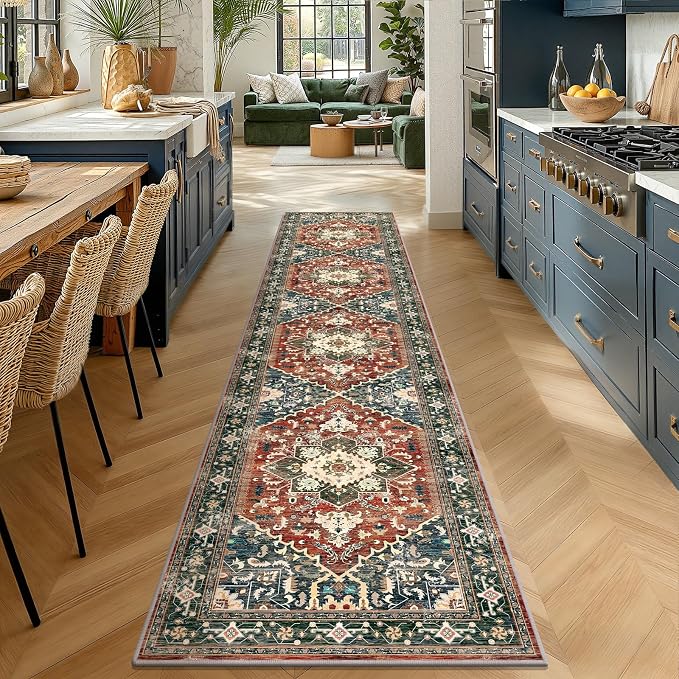 Yamaziot Washable Runner Rug, 2x10 Non-Slip Boho Vintage Hallway Rug Runner - Image 5