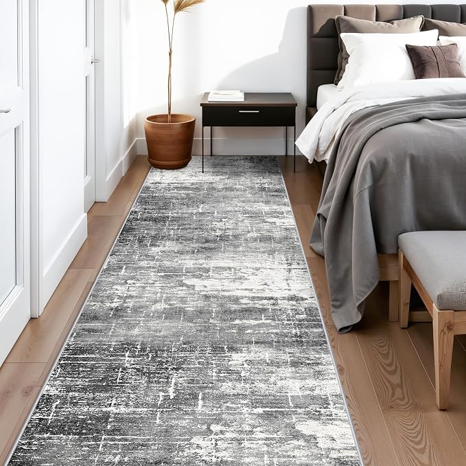 Abstract 14ft Long Runner Rug: Non-Slip Washable Rug Runner Low-Pile Soft - Image 2