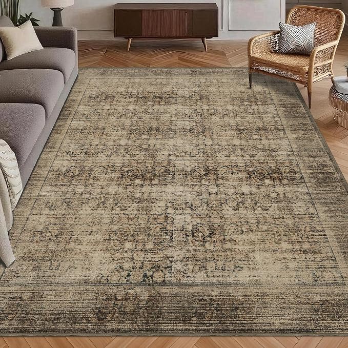 Washable Area Rug 4' x 6' Vintage Traditional Persian Mat by Unknown
