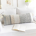 Gray Boho Lumbar Throw Pillow Cover 14x36 Grey Accent Long Body Lumbar Pillow by BlissBlush