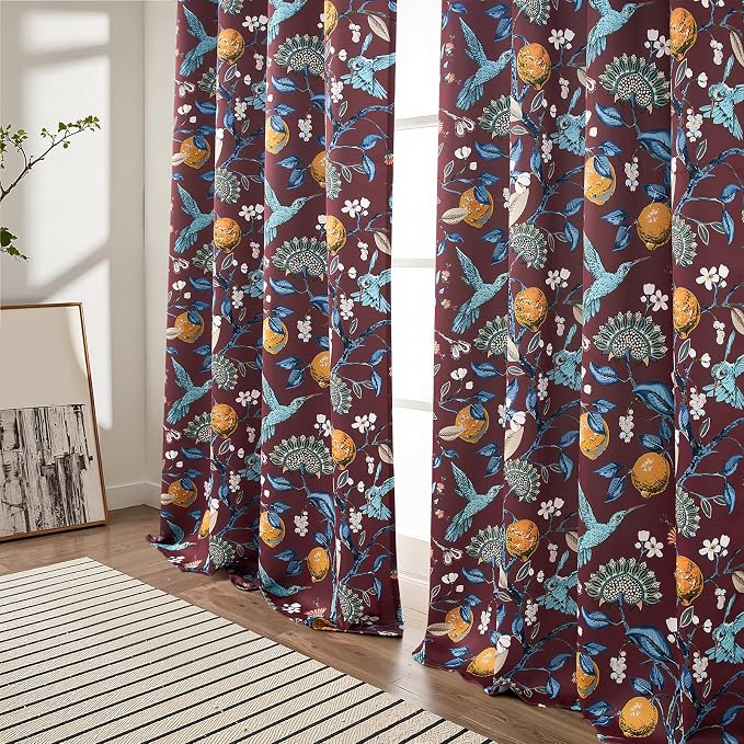Topfinel Rust Boho Floral Curtains 90 Inches Long 2 Panels Unique Luxury - Image 7