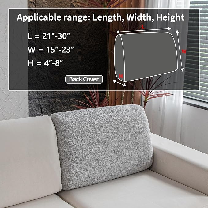OHSIO Couch Cushion Covers for Sectional Sofa, Stretch Soft Sofa Slipcovers - Image 2